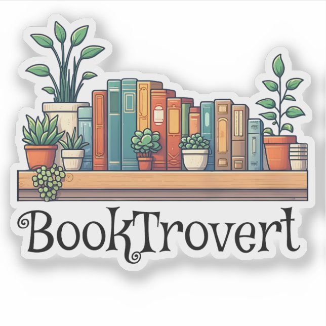 Sticker Booktrovert Botanical Inspiré Bookish Book Lover (Devant)