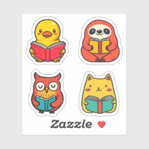 Sticker Bookworm Animals Lecture Livre mignonne Bookish