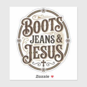 Sticker Boots Jeans & Jésus Foi Occidentale Vintage