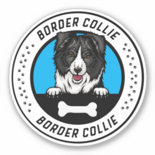 Sticker Bordure Collie Peeking Illustration Badge
