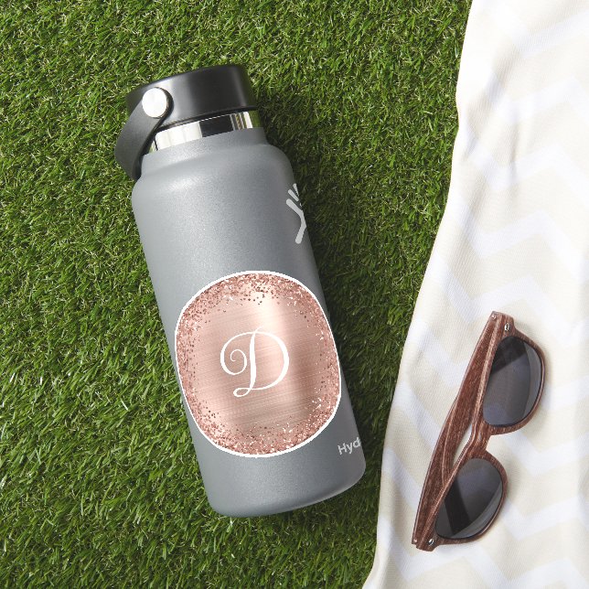Sticker Bordure Pailletée Rose Gold et Monogramme de Cercl (HydroFlask Insitu)