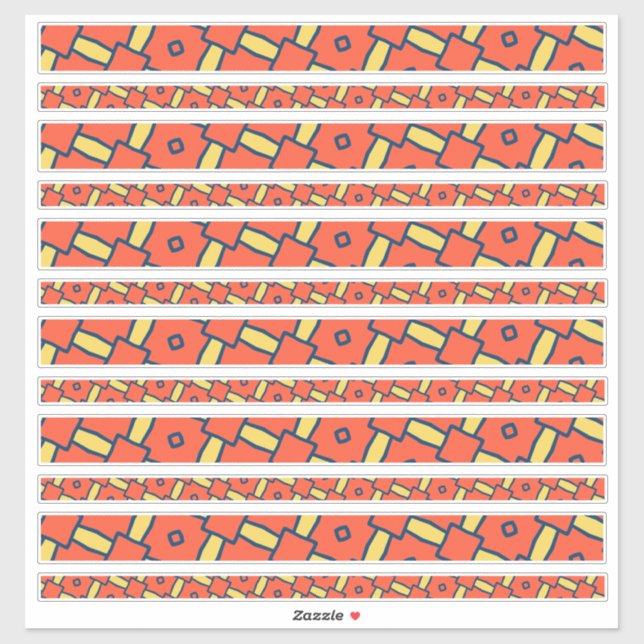 Sticker Bordures du bloc-notes géométrique orange (Feuille)