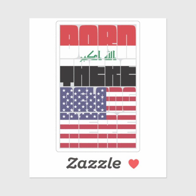 Sticker Born Iraq Belong American (Feuille)