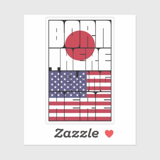 Sticker Born Japan Belong American (Feuille)