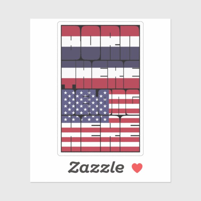 Sticker Born Thailand Belong American (Feuille)