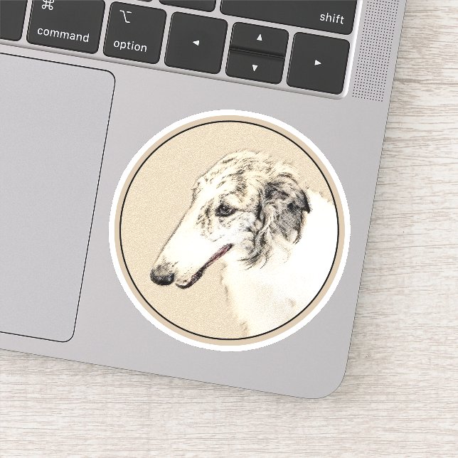 Sticker Borzoi (Argent Brindle) Peinture Chien Art origina (Détail)
