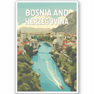 Sticker Bosnie-Herzégovine Illustration Art Voyage