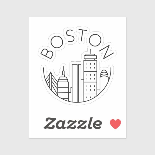 Sticker Boston City Skyline, boston ma skyline (Feuille)