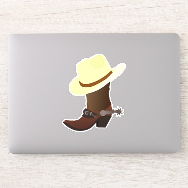 Sticker Bot de cowboy avec chapeau de cowboy jaune (Ordinateur)
