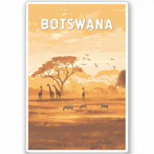 Sticker Botswana Illustration Travel Art Vintage