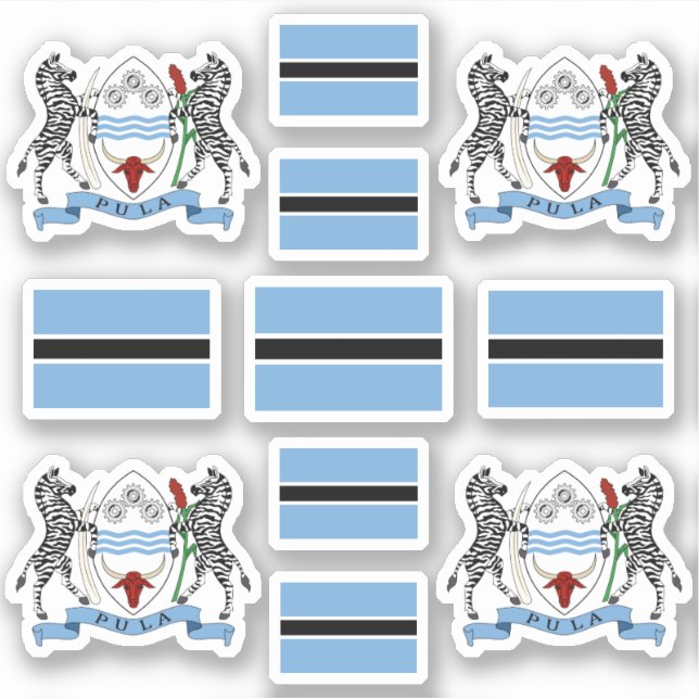 Sticker Botswana - national symbols /Coat of arms and flag (Devant)