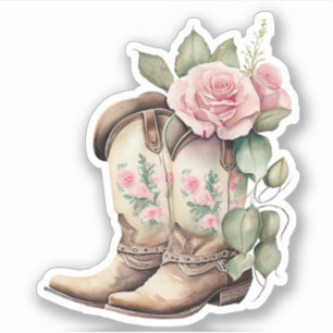 Sticker Botte de cowgirl roses