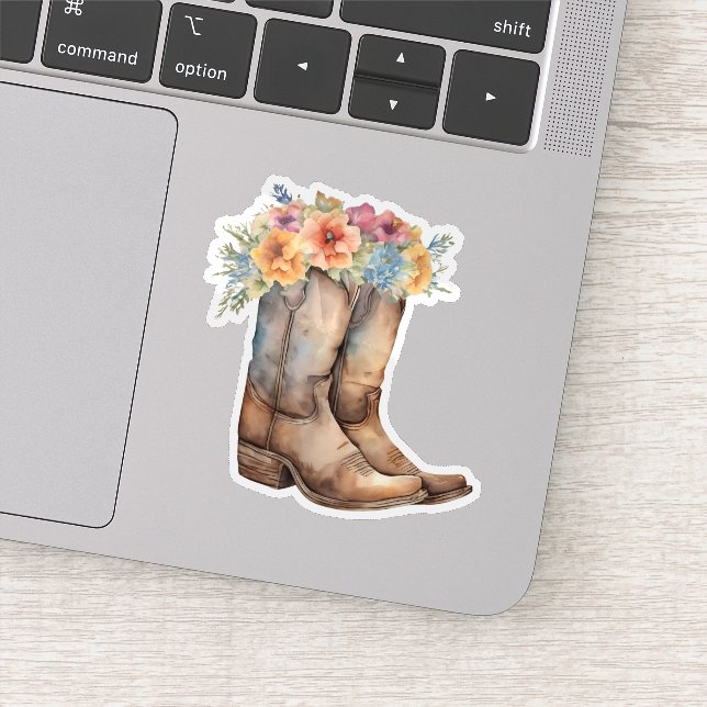 Sticker Bottes de cow-boy et fleurs (Détail)