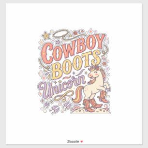 Sticker Bottes de cowboy licorne Licorne Fantaisiste Zazzl