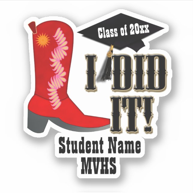 Sticker Bottes de Cowboy Rouges - Remise de diplômes (Devant)