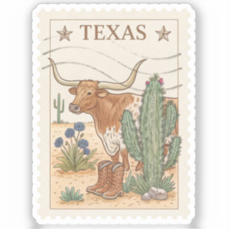 Sticker Bottes de cowboy Texas Longhorn Vintage Cachet Dés