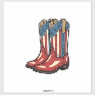 Sticker Bottes de cowgirl patriotiques vintage Chemise occ
