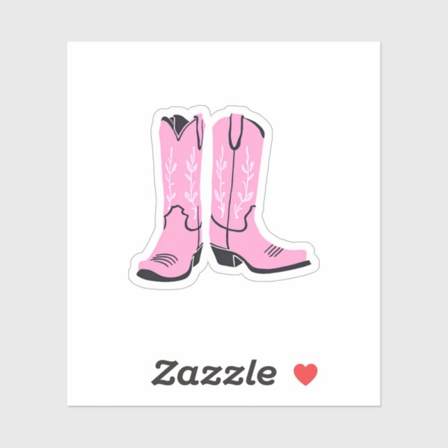 Sticker Bottes de cowgirl roses (Feuille)