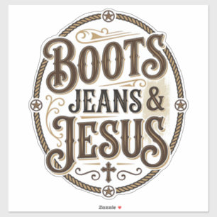Sticker Bottes Jeans & Jésus Foi Occidentale Vintage