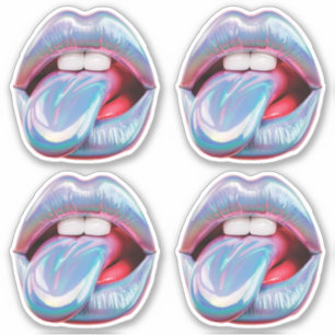 Sticker Bouche d'argent holographique