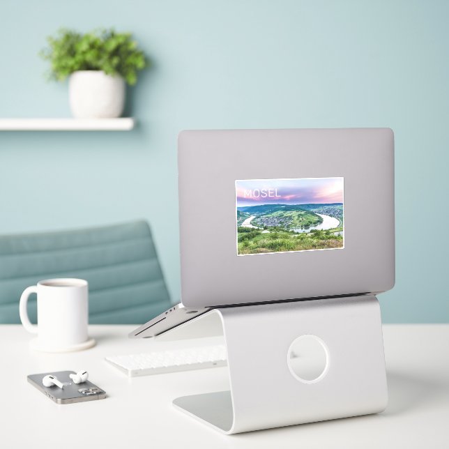 Sticker Boucle Moselle Coucher de soleil Kroev Panorama Al (Ordinateur portable sur le bureau)