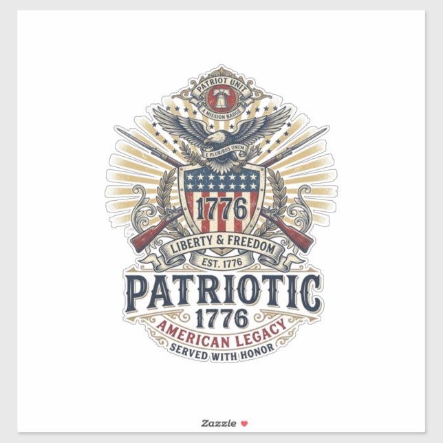Sticker Bouclier de bataille patriotique 1776 Sym (Feuille)