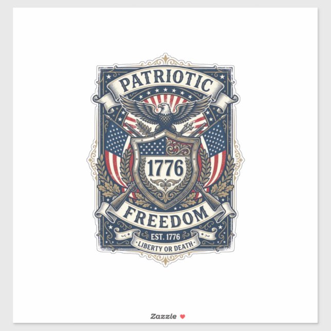 Sticker Bouclier de bataille patriotique 1776 Sym (Feuille)