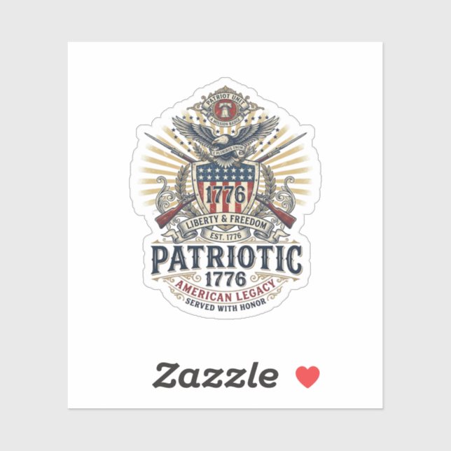 Sticker Bouclier de bataille patriotique 1776 Sym (Feuille)