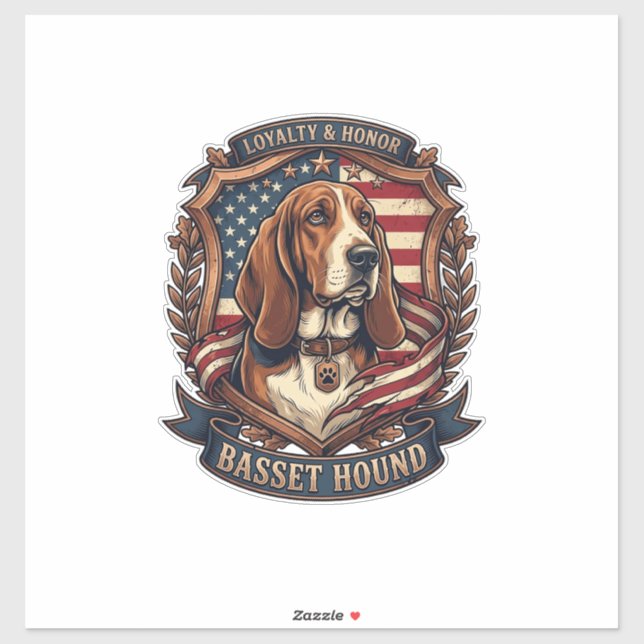 Sticker Bouclier de drapeau américain de chien de loyauté  (Feuille)