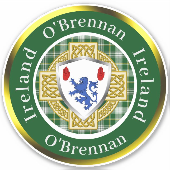 Sticker Bouclier irlandais O'Brennan & Croix celte personn (Devant)