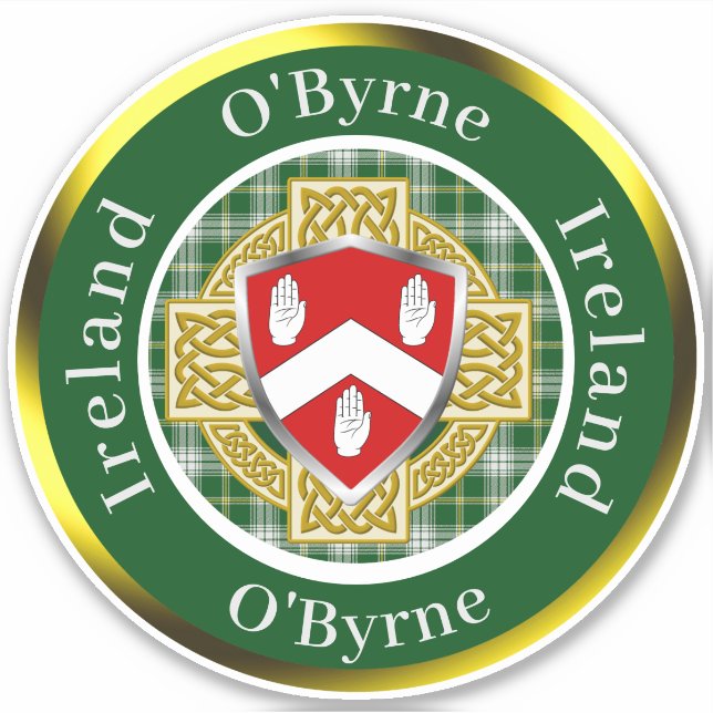 Sticker Bouclier irlandais O'Byrne & Croix celte personnal (Devant)