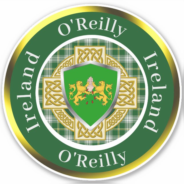 Sticker Bouclier irlandais O'Reilly/Croix celtique personn (Devant)