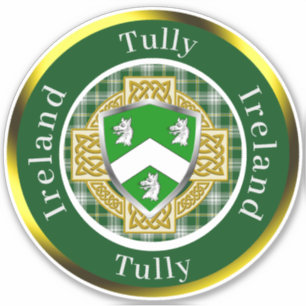 Sticker Bouclier irlandais personnalisé Tully/Croix celtiq