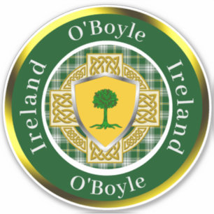 Sticker Bouclier O'Boyle & Croix celtique Personnalisé