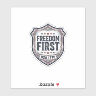 Sticker Bouclier Patriotique Freedom First Chemise Vintage