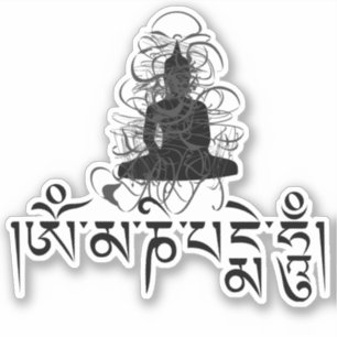 Sticker Bouddha Om Mani Padme Hum Mantra bouddhiste