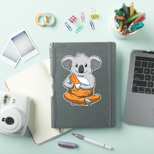 Sticker Bouddha Ours Koala Boire Thé Meditation Pe