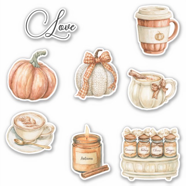 Sticker Bougie Citrouille Pêche Latte   (Devant)