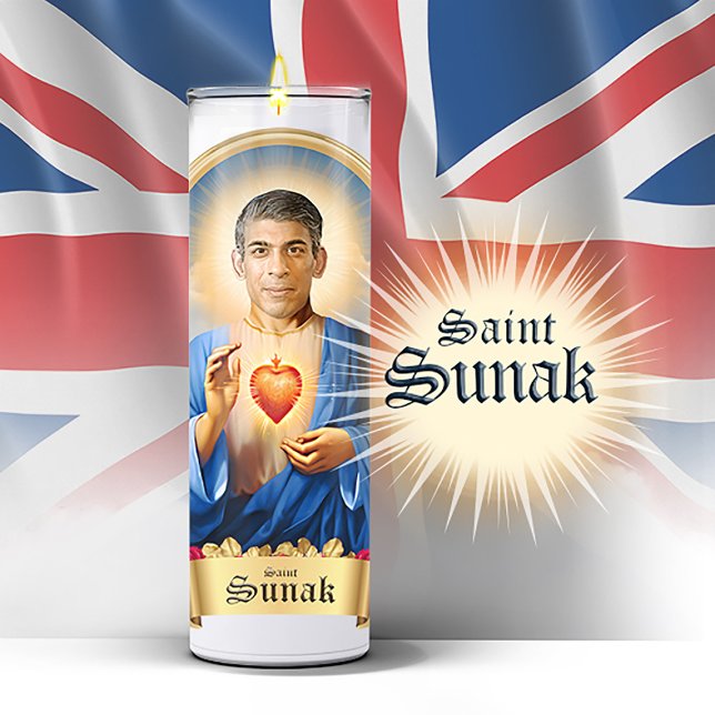 Sticker Bougie de prière Saint Rishi Sunak (Saint Rishi Sunak Devotional Prayer Candle Stickers and Gifts)