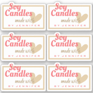 Sticker Bougies de Soja à Cœur Fabriquées avec Amour Joli 