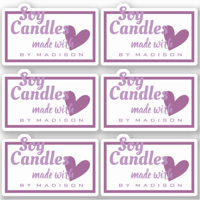 Sticker Bougies Élégantes Violettes et Blanches Faite avec (Devant)
