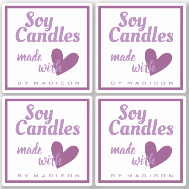 Sticker Bougies élégantes violettes et blanches faites ave (Devant)