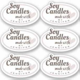 Sticker Bougies Naturelles Coeur Faite avec Amour Marron D