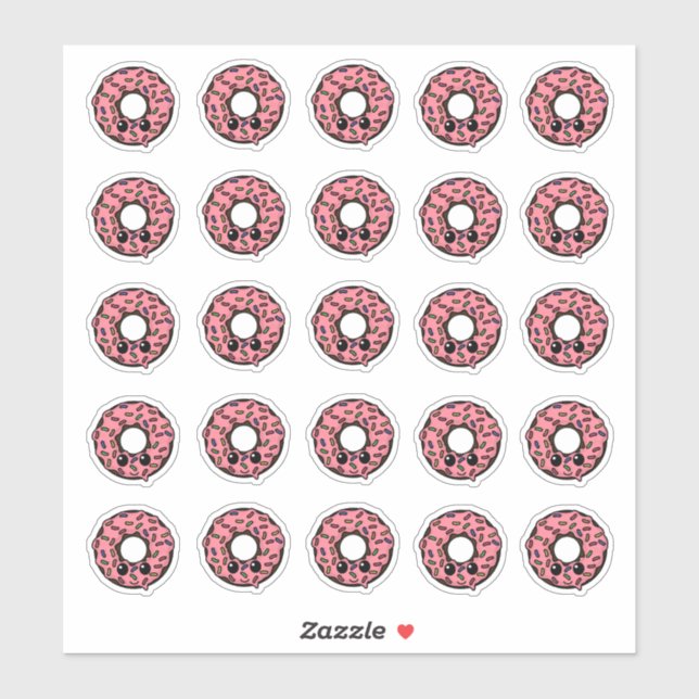 Sticker Bouillie de chocolat avec glaçage rose et arroses (Feuille)