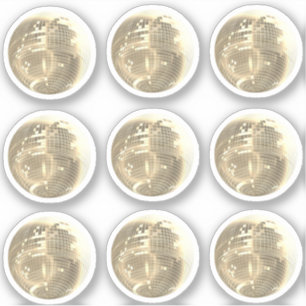 Sticker Boule à facettes dorée mignonne Set de 9 autocolla