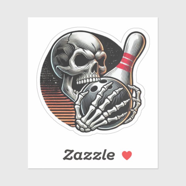 Sticker Boule de bowling à préhension de crâne (Feuille)
