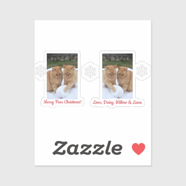 Sticker Boule de neige de chats, Noms d'image Texte, Perso (Feuille)