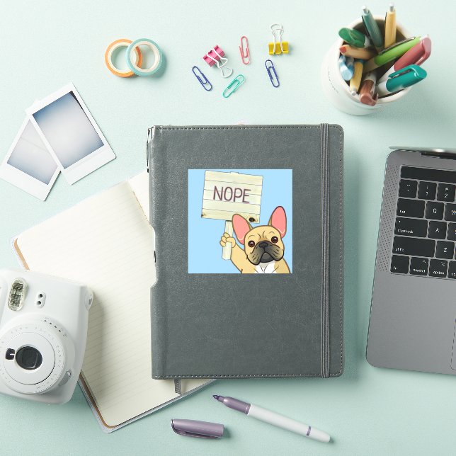 Sticker Bouledogue Français avec pancarte personnalisable  (Couverture iPad)