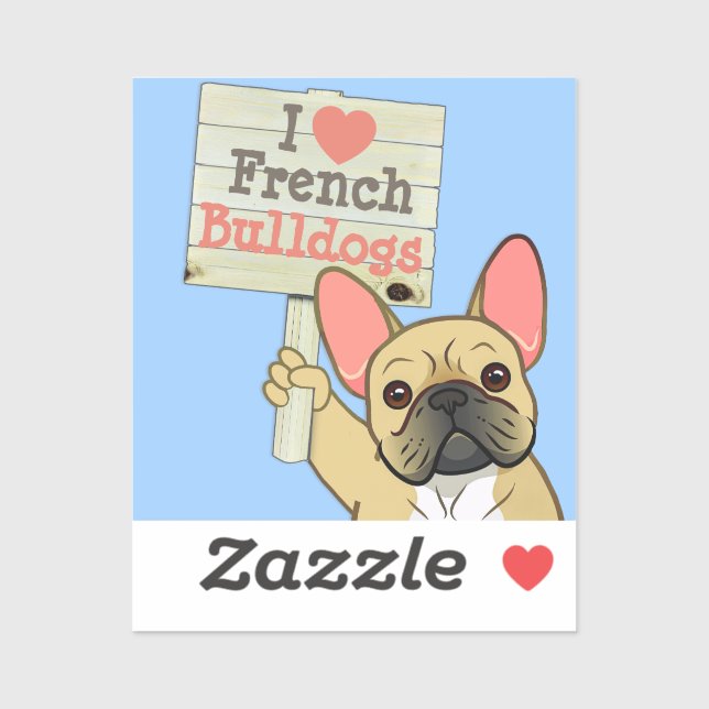 Sticker Bouledogue français avec panneau personnalisable (Feuille)