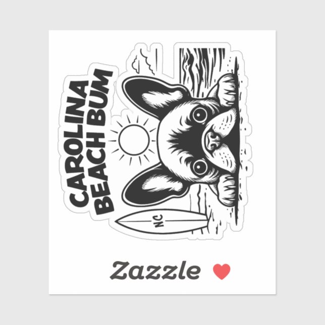 Sticker Bouledogue français Carolina Beach Bum (Feuille)
